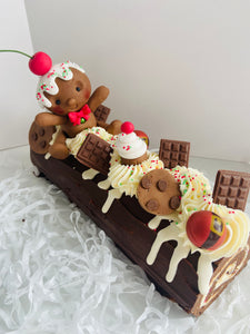 Festive Brownie Yule Log